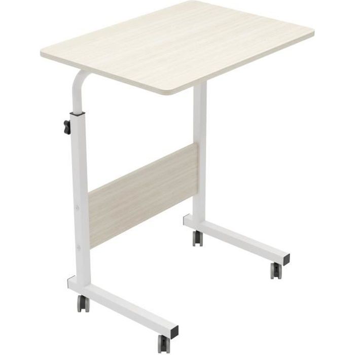 soges-table d'appoint-table roulante de lit canapé-hauteur réglable 60x40cm, érable