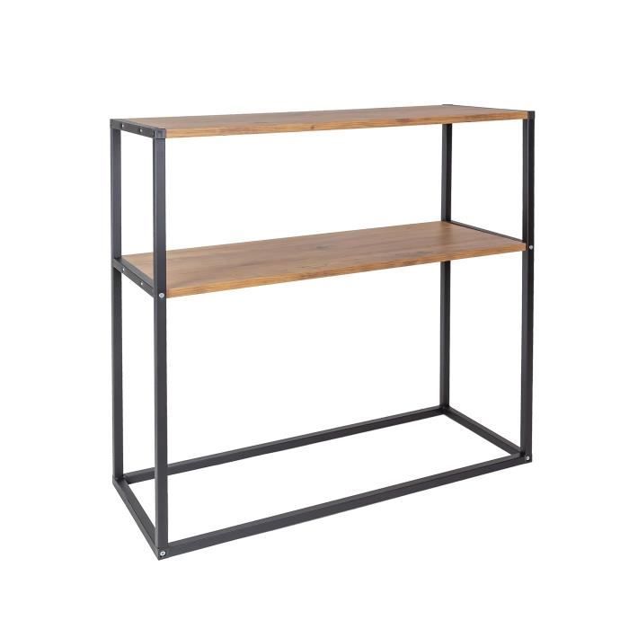 Console Grèce 90x90, bois naturel MDF, métal noir, entrée et couloir/ style industriel