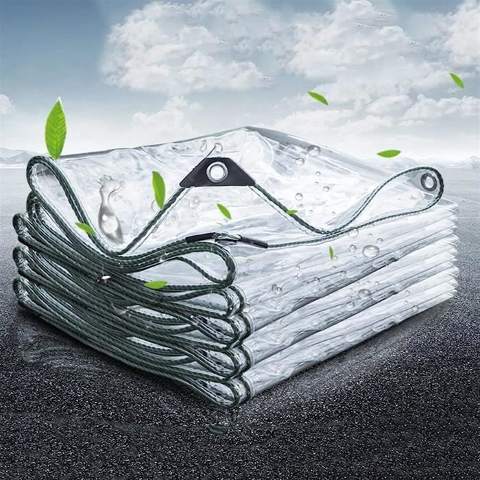 Bâche Imperméable Transparente avec Oeillet - 420g/m² - Couverture en  Feuille de Bâche - Bâche en Plastique PVC pour Jardin Extérieur - 0,3 mm