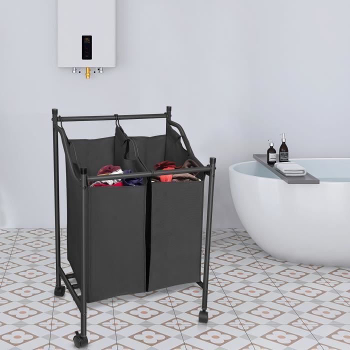 Panier à Linge STORAGE MANIAC 100 L Avec Roulettes Verrouillables Chariot De Tri De Linge Roulant Panier Separateur De Linge Panier A Linge Sa Fr
