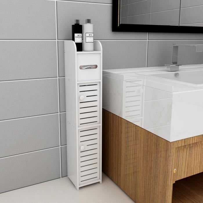 Armoire de salle de bain en PP - AGNESG - 2 portes - Blanc - 15*17*78cm
