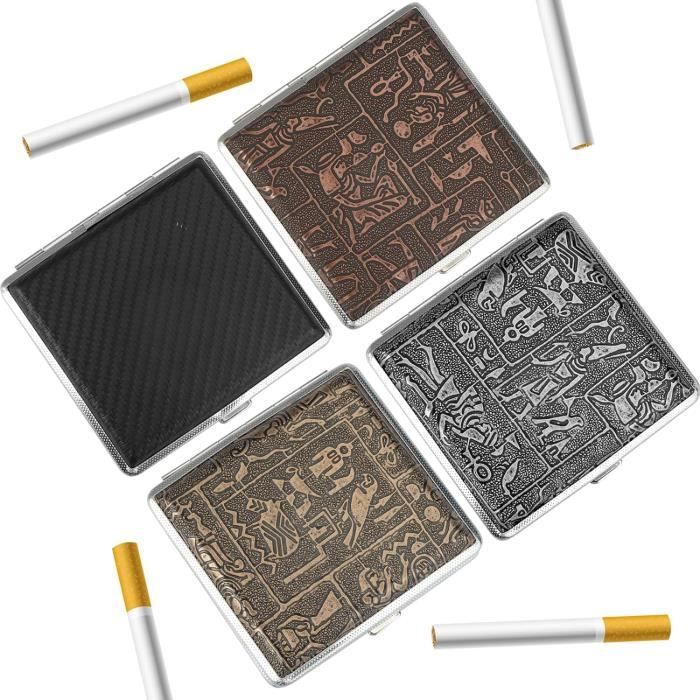 4 Pièces Étui À Cigarettes En Cuir Metal, Boîte À Cigarettes Pour 20 Cigarettes, Etui Cigarette