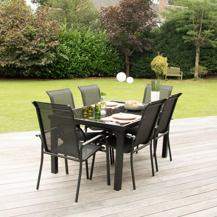 Salon de jardin en aluminium et verre Black Edition 6 places Wilsa Garden Salon de jardin en aluminium et verre Black Edition 6 places Wilsa Garden