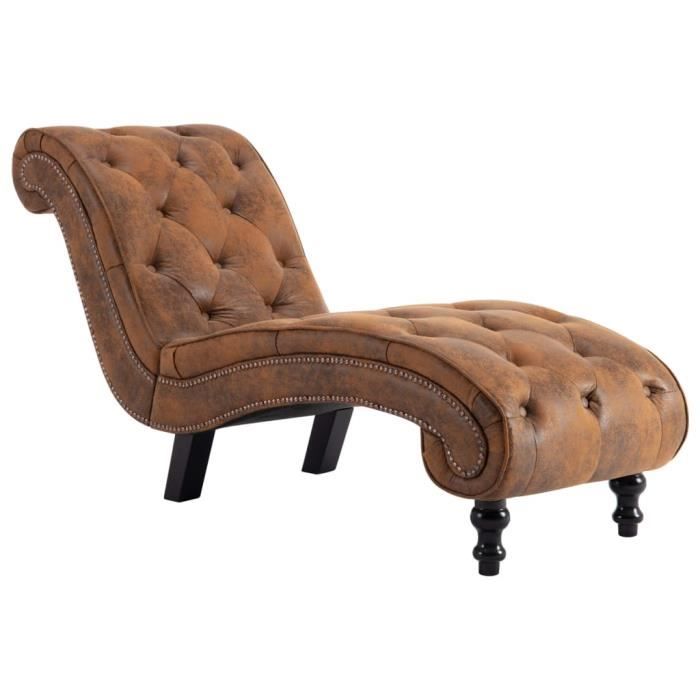 Chaise longue Marron Similicuir daim - MEN2049 - Hauteur du siège 42 cm - Capacité de charge max 110 kg
