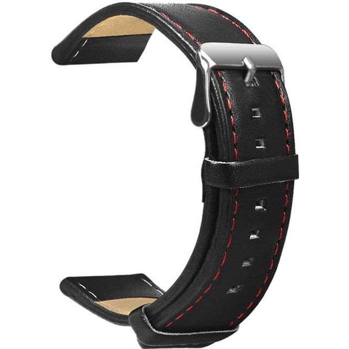 Bracelet De Remplacement Ingersoll En Cuir Noir Effet Croco - Largeur 24 Mm, Fermoir Papillon