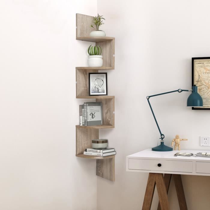 5 Tiers Etagere D Angle Bois Etagere Murale Etagere Meuble D Angle