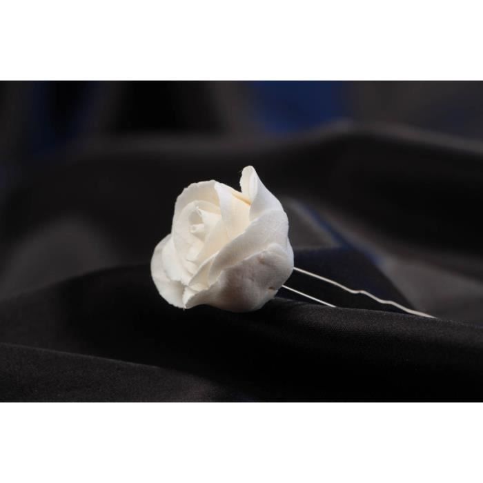 épingle à Cheveux Fleur En Pâte Polymère Belle Rose Blanche