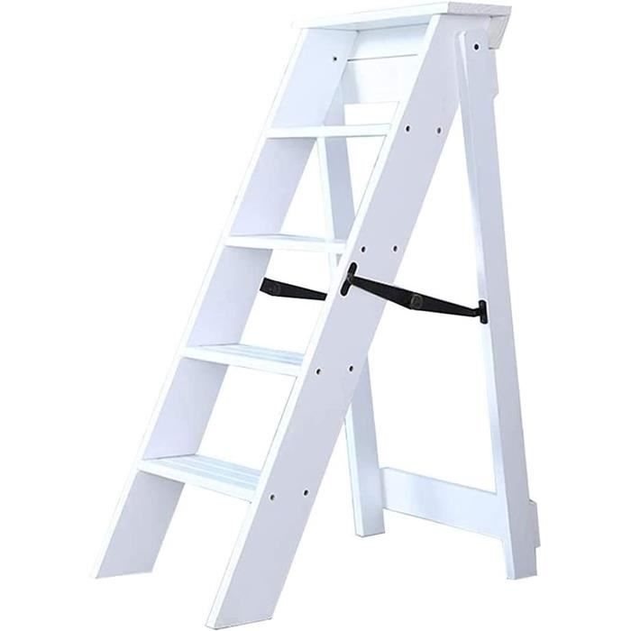 MBROS Escabeau Pliant Tabouret Échelle en Bois 2 Marches Multifonction Portable Escabeau Pliable Présentoirs pour Bibliothèque De Cuisine À Domicile, 150kg