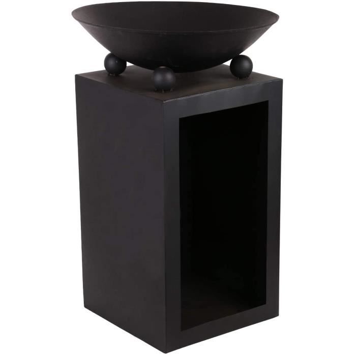 Braséro carré de jardin en acier Barbecue pour fête avec Couvercle Tisonnier et Grill, 81 x 81 x 45 cm, Noir Braséro carré de jardin en acier Barbecue pour fête avec Couvercle Tisonnier et Grill, 81 x 81 x 45 cm, Noir