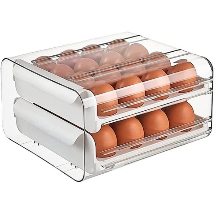 Boite A Oeufs En Plastique, 18 Cellules Œufs Pour Réfrigérateur, Boîte Rangement D'oeufs, Empilable, Type De Tiroir, Pour Cuisine, Pique Nique, Restaurant White/ 2 Drawers