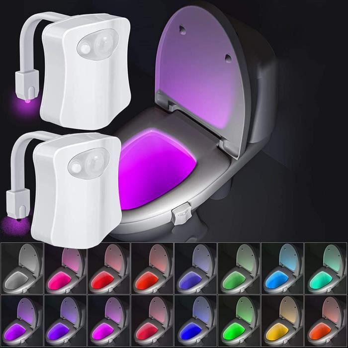 Veilleuse LED Pour Toilettes Avec Détecteur De Mouvement - 18 Couleurs Changeantes, étanche, Installation Facile Sans Outil
