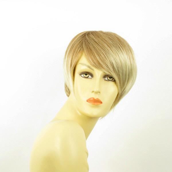 Perruque Courte Femme Blonde Méchée Cuivrée Chocolat - Synthétique - Taille Moyenne