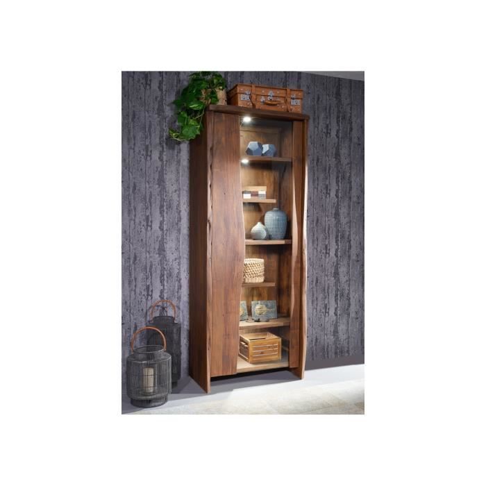 Vitrine - Bois massif dacacia laqué (Brun classique) - Design naturel - PURE EDGE #207