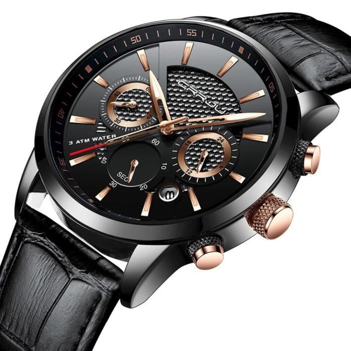 CRRJU 2021 montre Quartz en cuir pour hommes marque de luxe