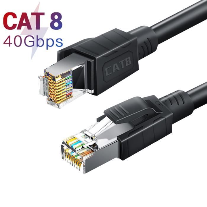 AuTech® 0.5M Câble Réseau Cat 8 Cable Ethernet LAN RJ45 SFTP avec 40 Go de  Vitesse et 2GHz de Frequence - 0.5M - Cdiscount Informatique