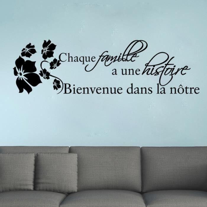 Noir Stickers Muraux Citation Histoire De Famille Taille 130cmx39cm Ki Cdiscount Maison