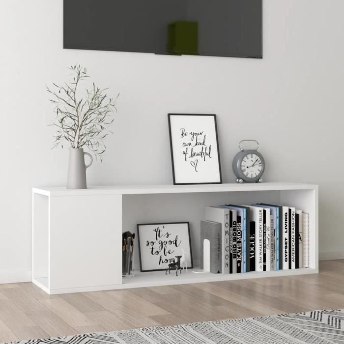 Buffet TV - Banc TV - Table TV - Meuble TV - Blanc 100x24x32 cm - EU90740