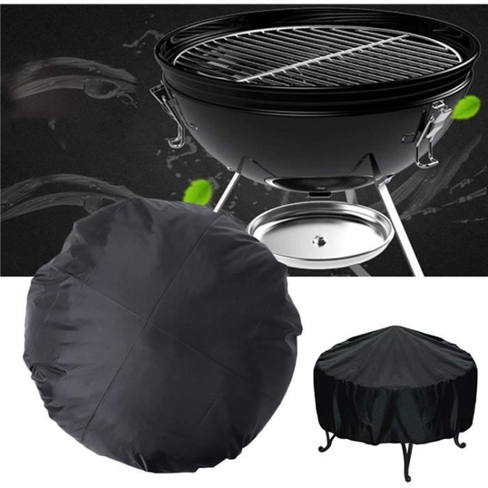 WLEAFJ Housse de protection pour brasero ronde, 55,9 à 86,4 cm, imperméable, tissu Oxford, noir