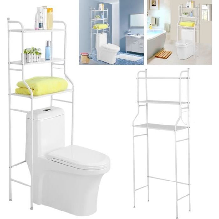 Étagère de rangement - YES - 3 niveaux - Fer blanc - 56x25x151 cm - Montage facile