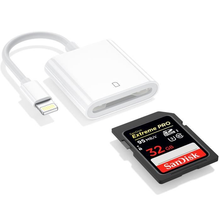 USB Lightning OTG Hub Adaptateur Lecteur de Carte SD/Micro SD/SDHC/SDXC Kits  de Connexion Appareil Photo Pour Iphone et IPad - Cdiscount Informatique
