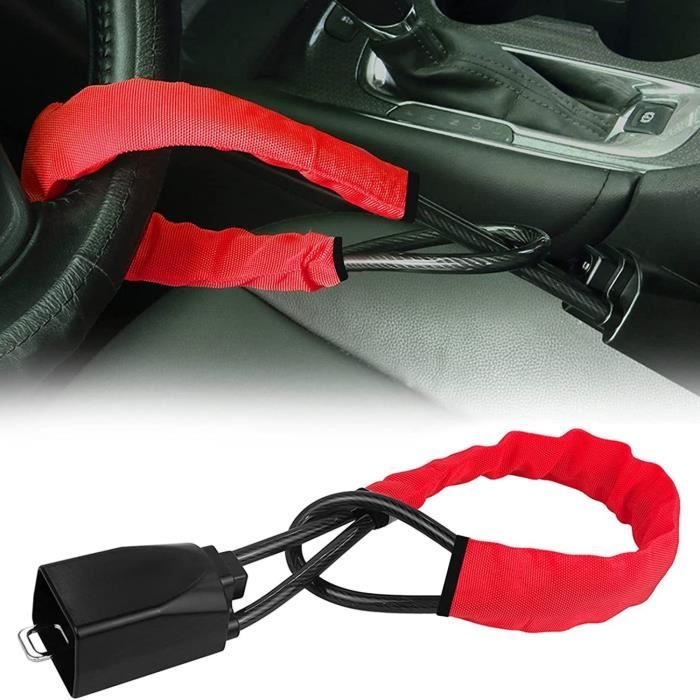 Antivol Voiture Serrure Volant Bloque, Universel Protection Antivol de Vol Véhicule Campingcar Van Camion SUV Robuste 2 Clés, Rouge - Auto