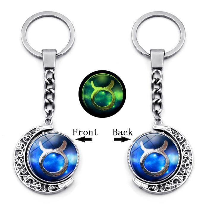 Porte-clés Taureau Signe Astrologique - Constellation Perles Et Lune - Neuf Avec étiquettes
