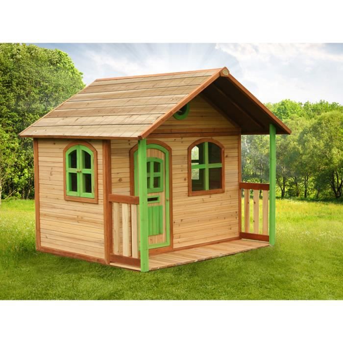 AXI Milan Maison Enfant en Bois FSC Maison de Jeux pour lextérieur / Jardin en marron & vert Maisonnette