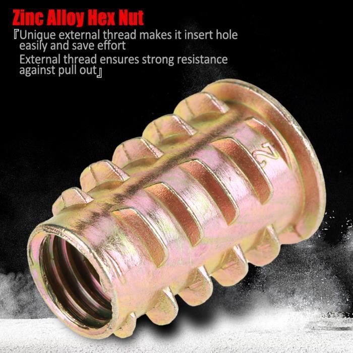 Écrous à Insertion Pour Bois - Filetage M6 M8 M10 - Tête Hexagonale Plate - Acier Grade 4.8