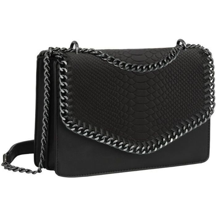 Sac Bandoulière Serpent - CRAZYCHIC - Sac Epaule Chaînes Femme Cuir PU - Sac à Main Soirée Tendance - Noir Sac Bandoulière Serpent - CRAZYCHIC - Sac Epaule Chaînes Femme Cuir PU - Sac à Main Soirée Tendance - Noir