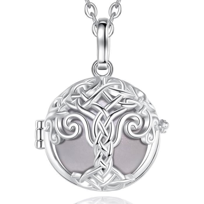 Bola de Grossesse Cage Coeur à fleurs strass Boule Argentee Collier