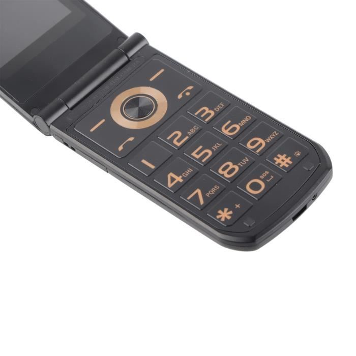 Téléphone Portable Senior Clapet Débloqué 2.4+1.8 Dual LCD Écran