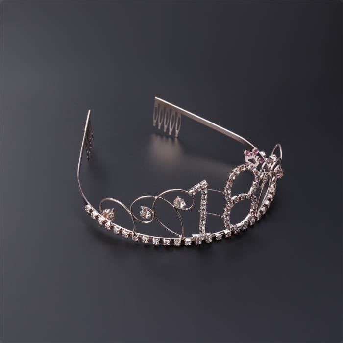Couronne Cristal Tiara 18 Ans Anniversaire + Ceinture Satin - Set Princesse Strass Pour Fête, Mariage Et Proms