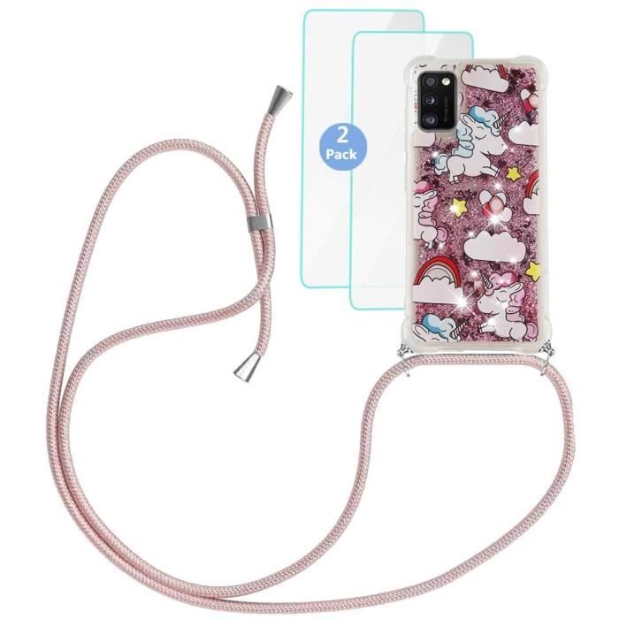 ماهو الترميز الطبي Coque Collier Samsung Galaxy A41 Liquide Licorne Rose Motif Case ...