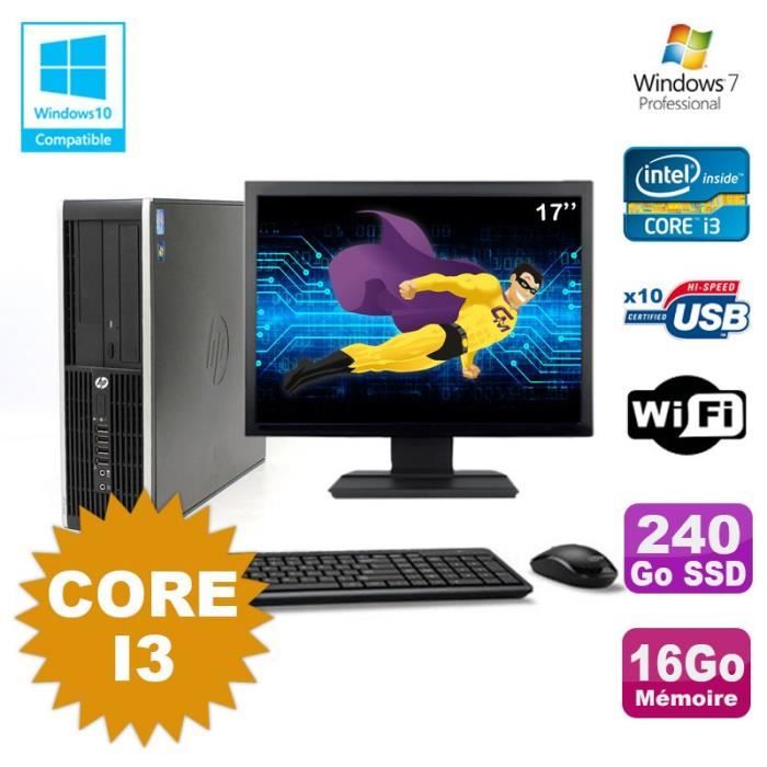 Lot PC HP Compaq 6200 Pro SFF Core i3 3.1GHz 16Go 240Go DVD WIFI W7 + Ecran 17  - Hewlett-Packard reconditionné disponible sur Cdiscount Seconde Vie
