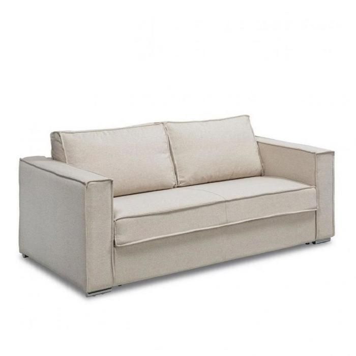 Canapé droit 3 places Beige Tissu Design Confort