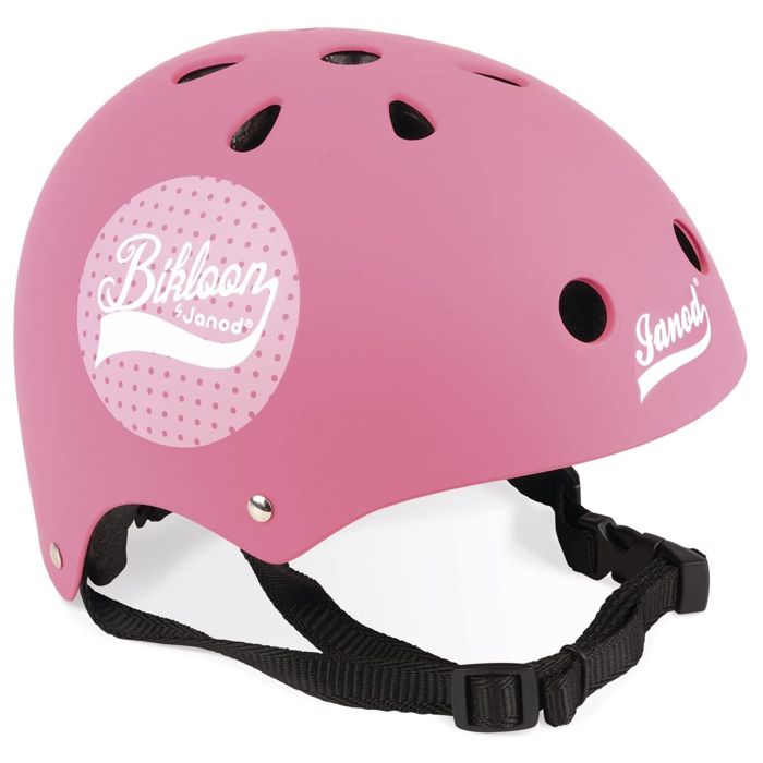 Casque draisienne JANOD Bikloon rose à pois pour enfant - Taille S réglable de 47 à 54 cm