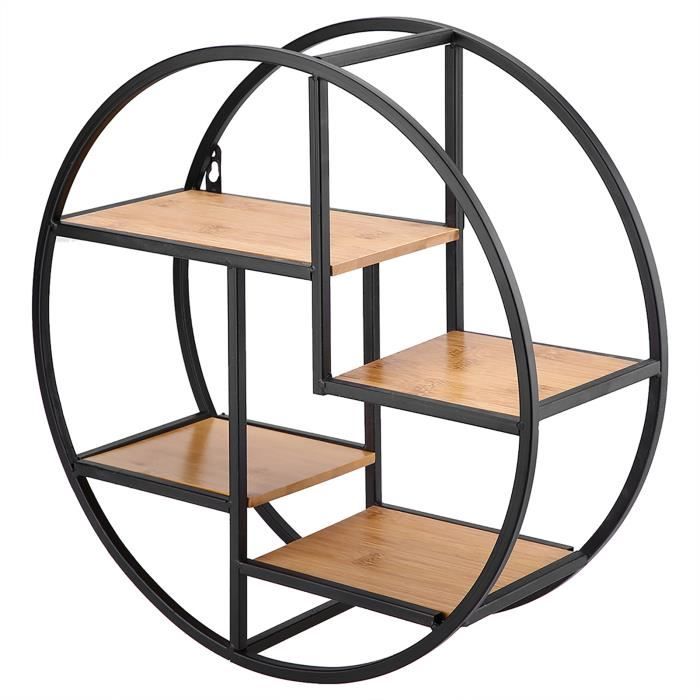 Keenso étagère murale ronde Style industriel bois fer artisanat rond ...
