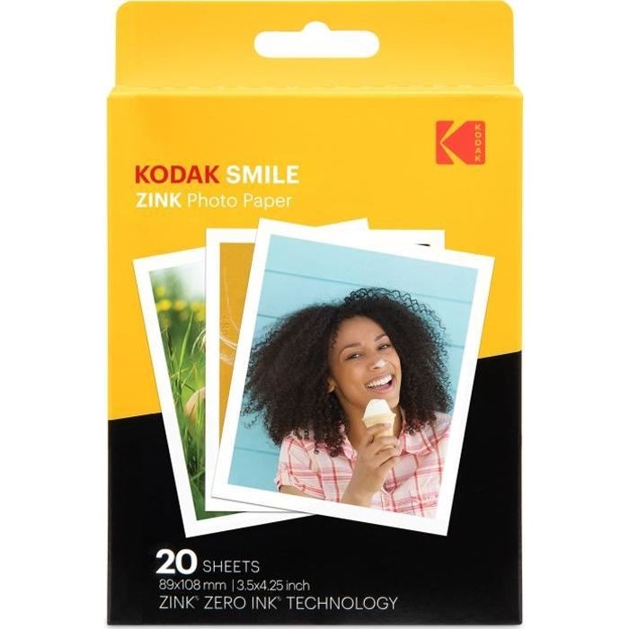 KODAK - Papier ZINK 3 x 4 Pack de 20 feuilles pour appareil