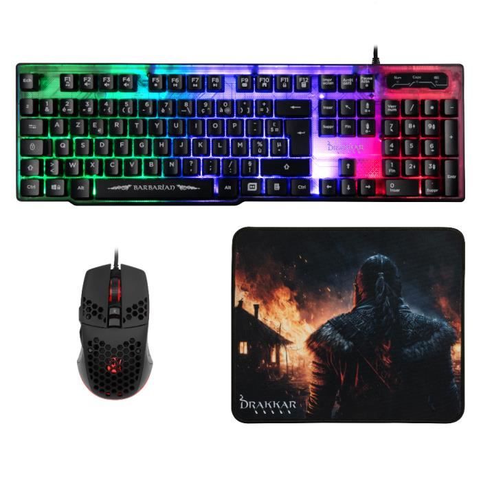 Clavier gamer Konix Barbarian Pack Rétroéclairé Filaire Membrane - vue 2