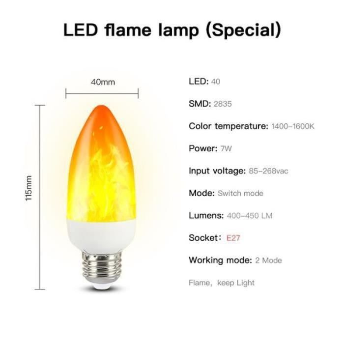Lot De 2 à 10 Ampoules LED E27 Effet Flamme Scintillante - Décoration Chaude 2500K - Neuf