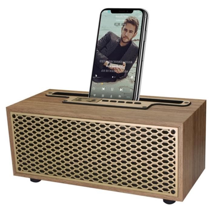 XM-5H rétro grain de bois haut-parleur Bluetooth sans fil maison subwoofer extérieur portable mini longue durée audio blanc-A
