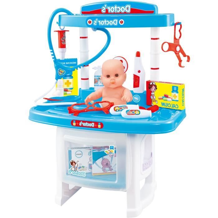 Luna Ensemble De Jeux De Medecin Avec Poupee Bebe Et Accessoires 28 Pieces 45cm Cdiscount Jeux Jouets