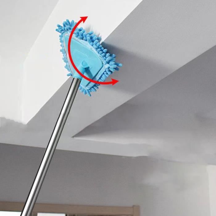YlYADl Balai Triangulaire Rotatif 180° - Manche Télescopique 50-210 Cm - Nettoyage Plafonds/Fenêtres - 6 Accessoires Inclus