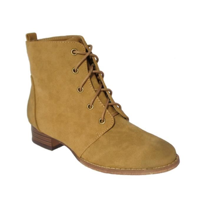 boots lacets camel femme