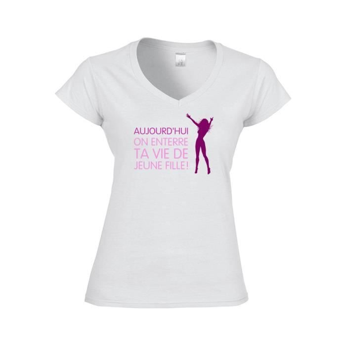 T Shirt Femme Col V Ton Evjf Enterrement Vie Jeune Fille Gris Xl Gris Cdiscount Pret A Porter