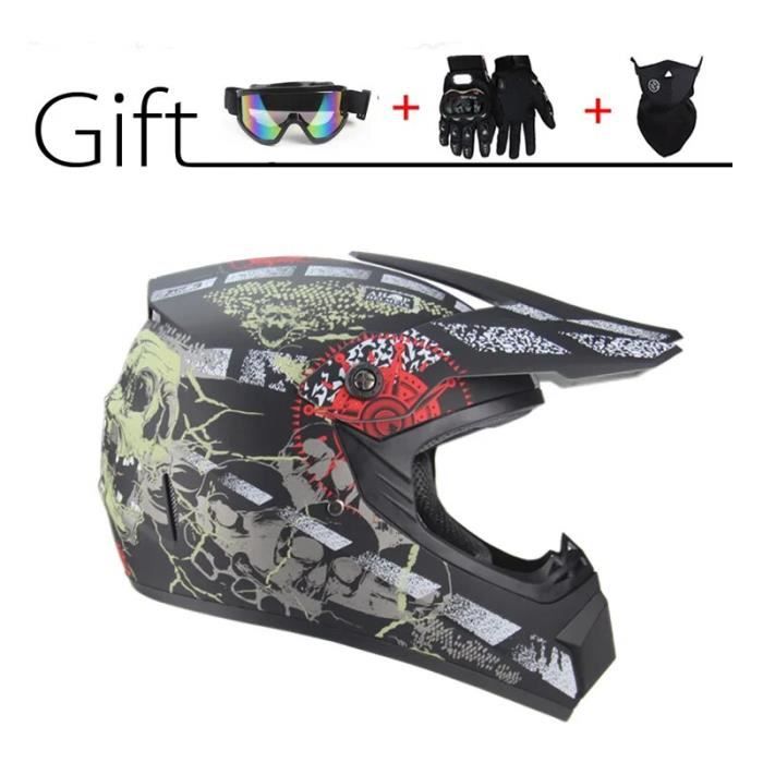 Casque Motocross DriveNova Intégral - Avec Gants, Masque Et Lunettes, Certifié DOT, Tailles S à XL
