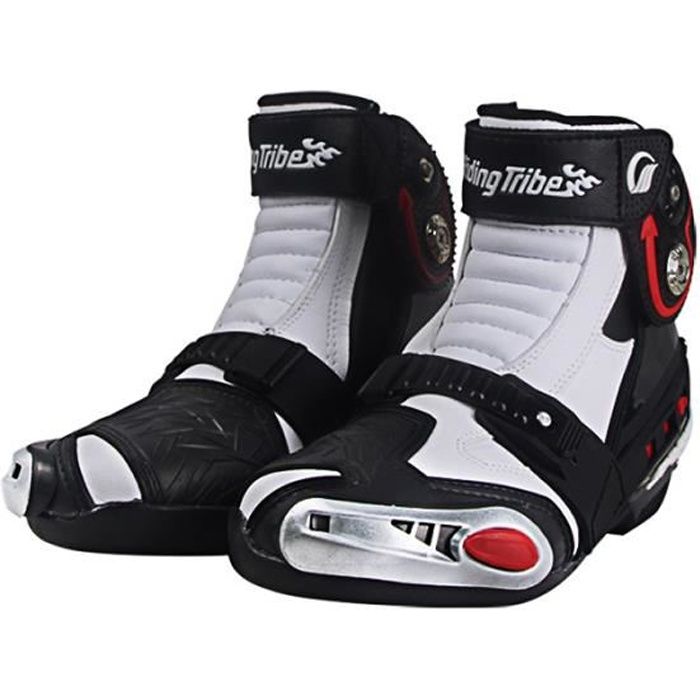 Chaussures moto Unisex Hors Route Motard demi Bottes moto homme touring et  racing Vêtements de protection Blanc