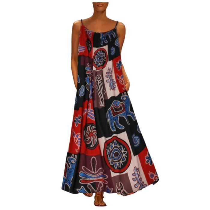 Combinaison D'Été Femme - Sans Manches, Bretelles Spaghetti - Imprimé Fleuri, Coupe Ample Avec Poches - Tissu Léger Polyester