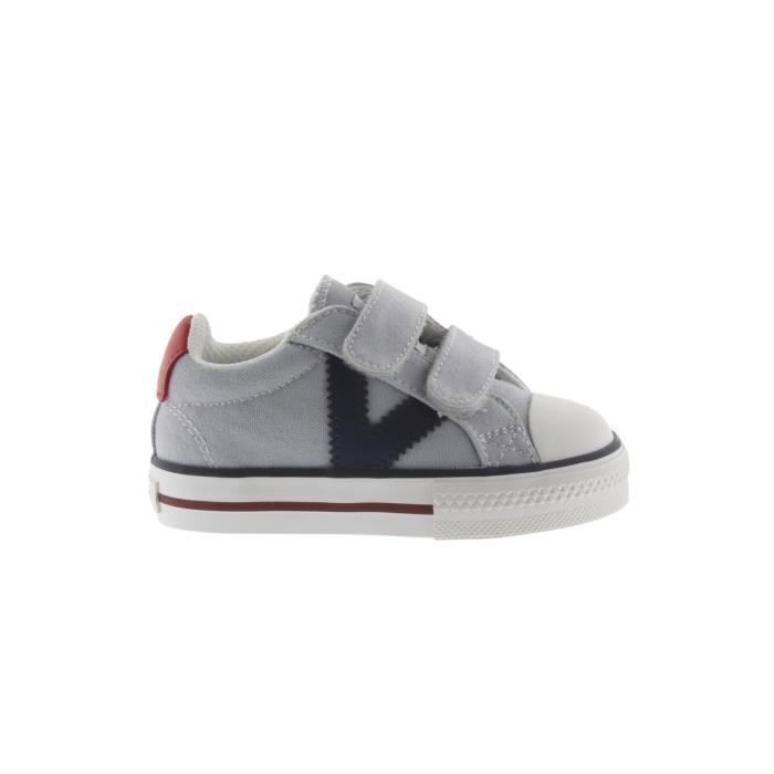 Victoria Victoria Chaussures enfant en toile gris - scratch double - semelle caoutchouc - mixte