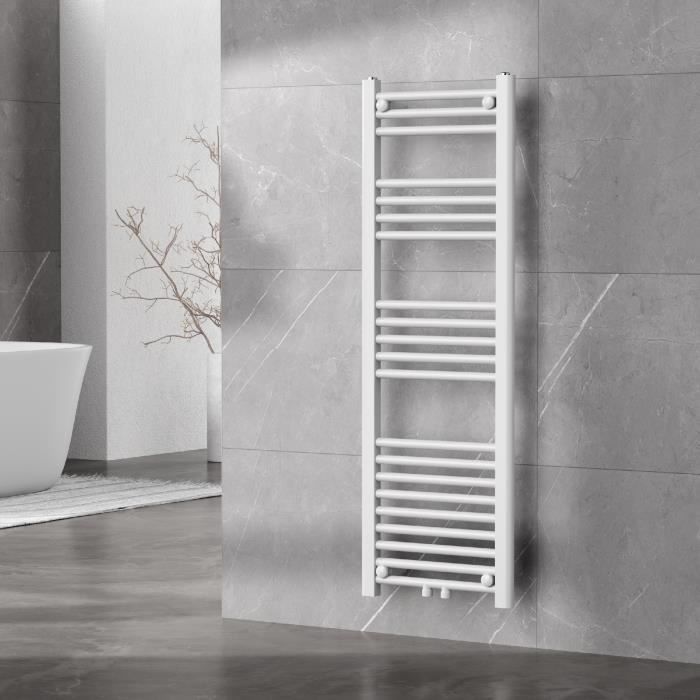 Radiateur sèche-serviettes Voss acier 120 x 40 cm blanc
